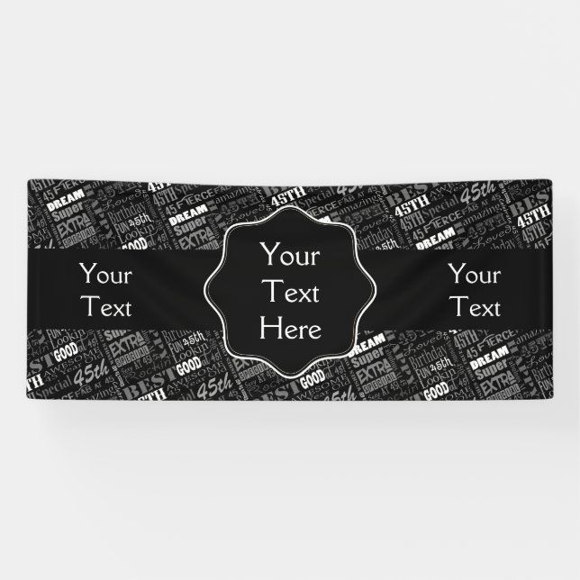 Fun 45th Birthday Party Personalised Monogram Banner (Horizontal)