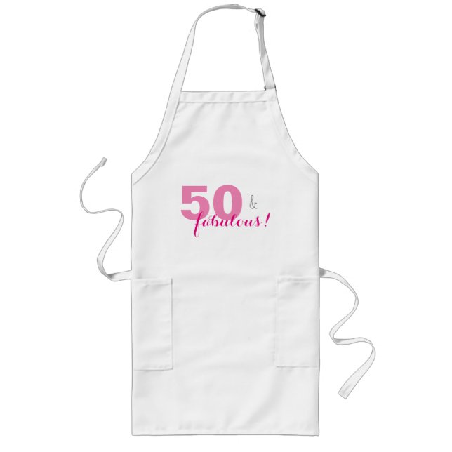 Fun, 50 & Fabulous! Apron with Hot Pink Lettering (Front)