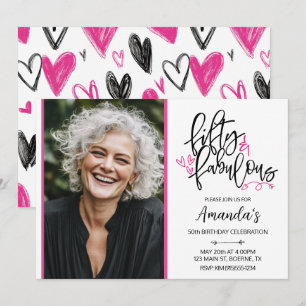 Fun 50 Fabulous Photo Birthday Invitation