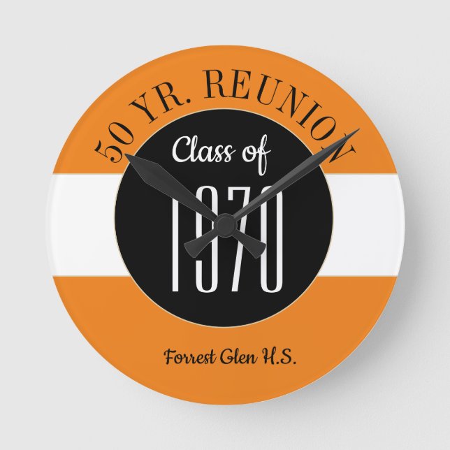 Fun! 50 year class reunion  round clock (Front)