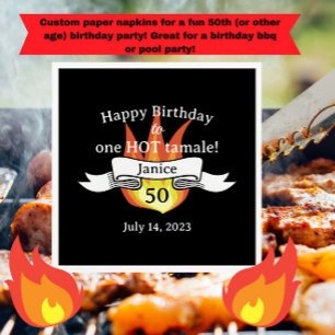 Fun 50th Birthday "Hot Tamale" Funny Personalised Napkin
