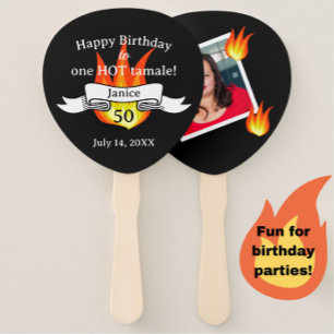 Fun 50th Birthday "Hot Tamale" Personalised Photo Hand Fan