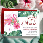 Fun 50th Birthday Invitation Tropical Flamingo<br><div class="desc">Make your milestone celebration unforgettable with these 50th birthday invitations, designed for a fun, unique, and aesthetic fiftieth birthday theme party. Featuring a vibrant watercolor pink flamingo and lush tropical foliage, this design is the perfect fit for a festive Hawaiian luau party or any lively tropical gathering. With bold “Fifty...</div>