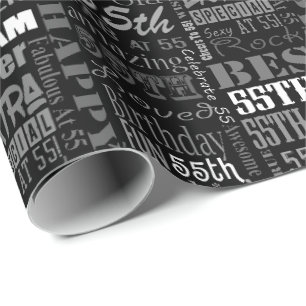 Fun 55th Birthday Party Personalised Monogram Wrapping Paper