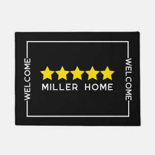 Fun 5 Star Review Rating Family Name Custom Doormat