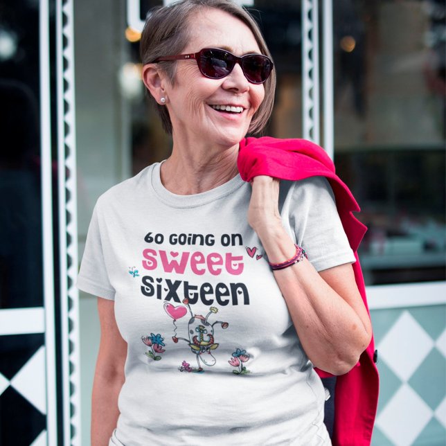 Fun 60 Going a On Sweet Sixteen Cow Cartoon T-Shirt (Creator Uploaded)
