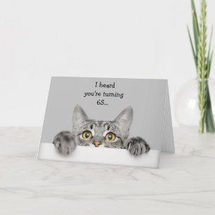 Fun 65th Birthday with Cat Animal Humour Card