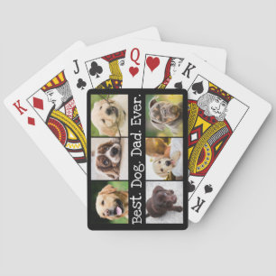 Fun 6 Photo Best Dog Dad Ever Collage Personalised Playing Cards