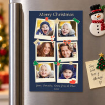 Fun 6 Photo Family Christmas Magnetic Navy & Gold 