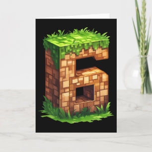 Fun 6th Birthday Number 6 Video Gamer Pixel Themed Card