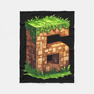 Fun 6th Birthday Number 6 Video Gamer Pixel Themed Fleece Blanket