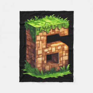 Fun 6th Birthday Number 6 Video Gamer Pixel Themed Fleece Blanket