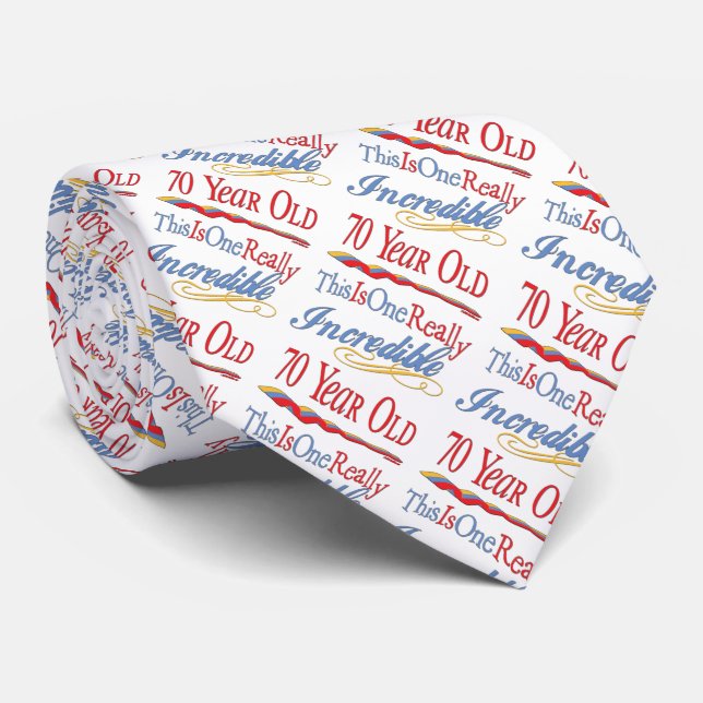 Fun 70th Birthday Gifts Tie (Rolled)