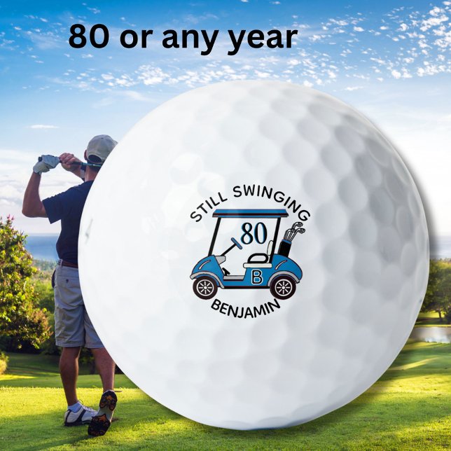 Fun 80TH Birthday Party Custom Cart Monogram Name  Golf Balls (Creator Uploaded)