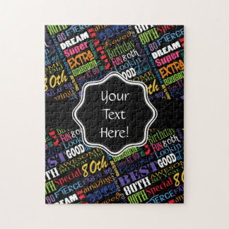 Fun 80th Birthday Party Personalised Monogram Jigsaw Puzzle
