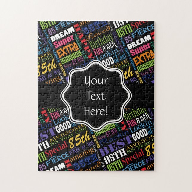 Fun 85th Birthday Party Personalised Monogram Jigsaw Puzzle (Vertical)