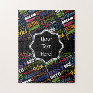 Fun 90th Birthday Party Personalised Monogram Jigsaw Puzzle
