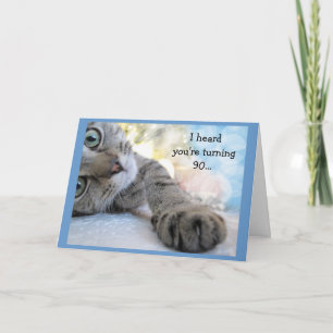 Fun 90th Birthday with Cat Animal Humour Card