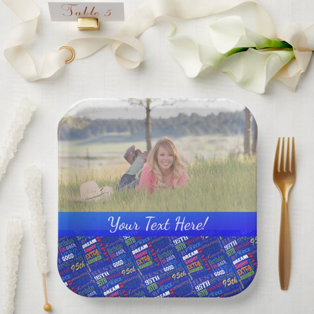 Fun 95th Birthday Party Personalised Monogram Paper Plate (Wedding)