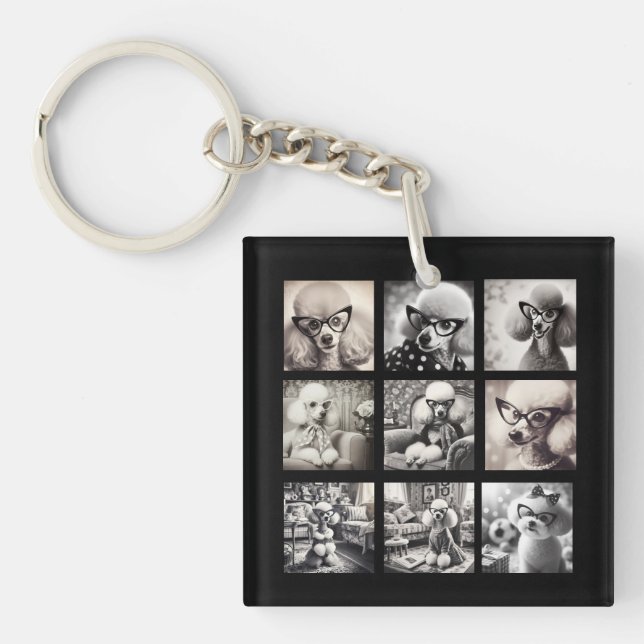 Fun 9 Photo Collage Pictures Key Ring (Front)
