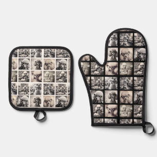 Fun 9 Photo Collage Pictures Oven Mitt & Pot Holder Set
