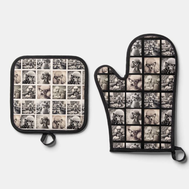 Fun 9 Photo Collage Pictures Oven Mitt & Pot Holder Set (Front)