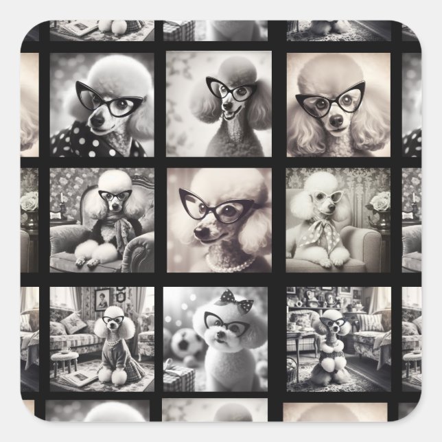 Fun 9 Photo Collage Pictures Square Sticker (Front)