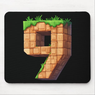 Fun 9th Birthday Number 9 Video Gamer Pixel Themed Mouse Pad