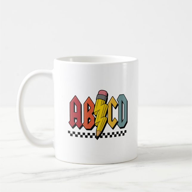 Fun ABCD Pencil Alphabet Graphic Design Coffee Mug (Left)