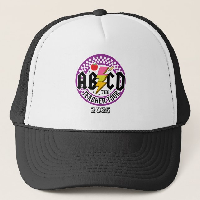 Fun ABCD Rock N Roll Teacher Gift Shirt Trucker Hat (Front)