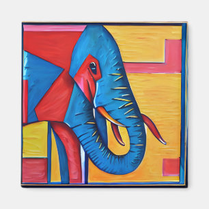 Fun Abstract Artsy Little Elephant Magnet