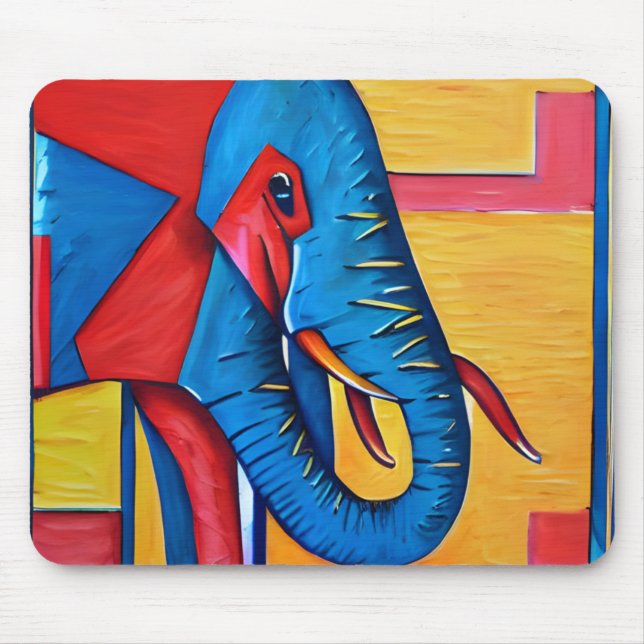 Fun Abstract Artsy Little Elephant Mouse Pad (Front)