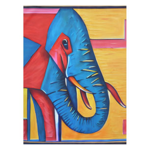 Fun Abstract Artsy Little Elephant Tablecloth