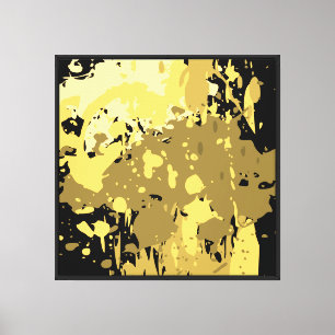 Fun Abstract Black & Yellow Digital Splatter Art Canvas Print