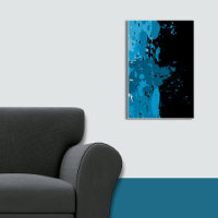Fun Abstract Blue & Black Paint Splatter Poster