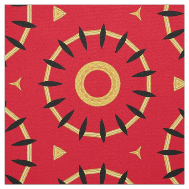 Fun Abstract Circles Cotton Twill Yardage in Red Fabric (Swatch)