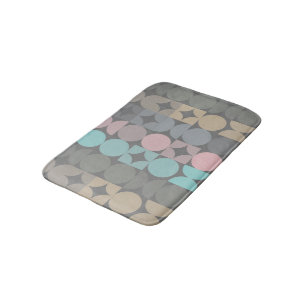 Fun Abstract Circles Squares Popart Pattern Bath Mat