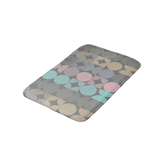 Fun Abstract Circles Squares Popart Pattern Bath Mat (Angled)