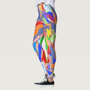 Fun Abstract Design Red Blue Rose Gold Leggings