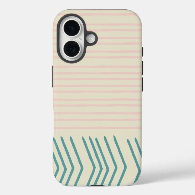 Fun Abstract Line Drawing in Teal and Pastel Pink Case-Mate iPhone Case (Back)