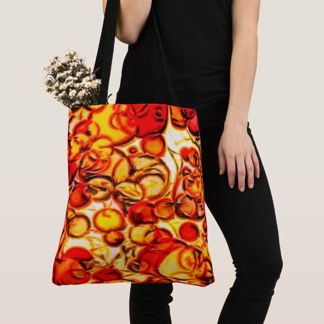 "Fun Abstract Orange & Gold Fall Colours" Tote Bag (Close Up)