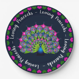 Fun Abstract Peacock in Bright Colors Party Paper Plate