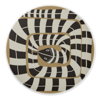 Fun Abstract Striped Snake in Brown Neutral Tones Ceramic Knob