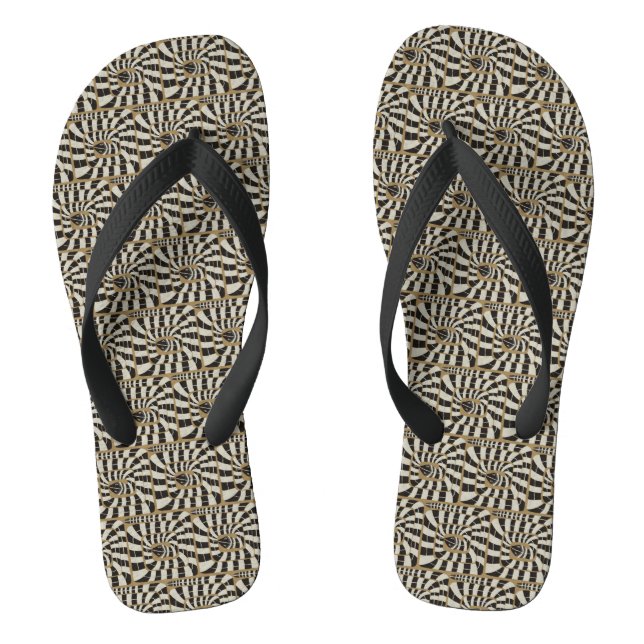 Fun Abstract Striped Snake in Brown Neutral Tones Jandals (Footbed)