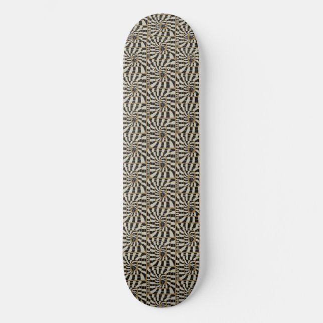 Fun Abstract Striped Snake in Brown Neutral Tones Skateboard (Front)