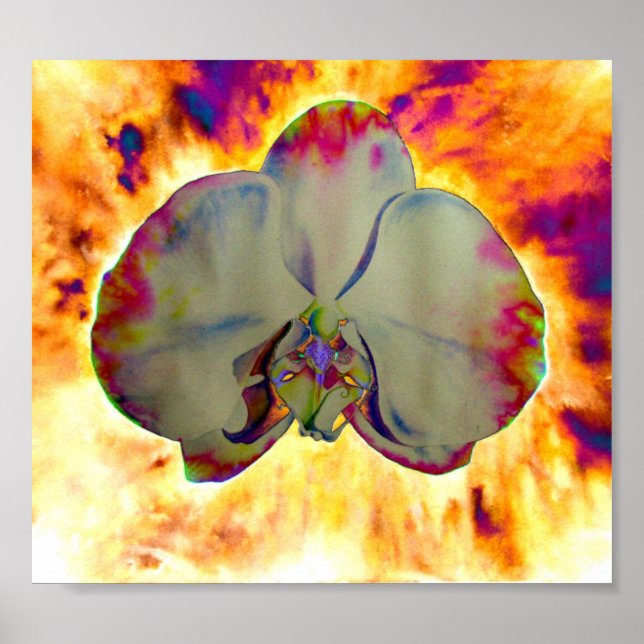Fun abstract tropical floral surreal orchid poster (Front)