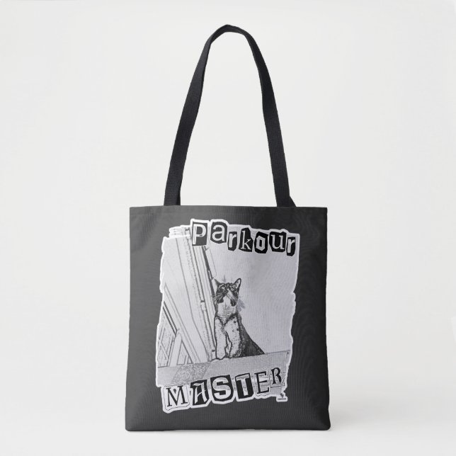 Fun Active Parkour Master Punk Kitty Design Tote Bag (Front)