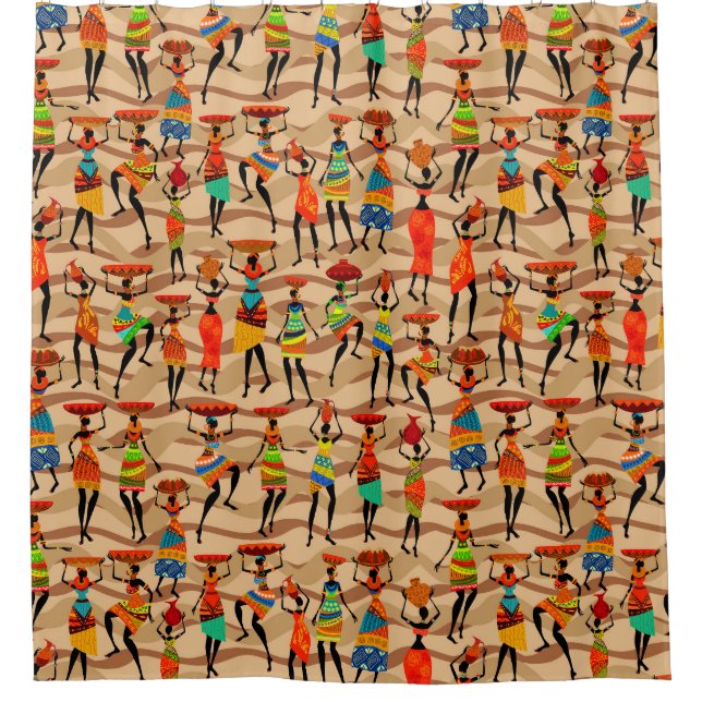 Fun African Tribal pattern home shower curtain (Front)