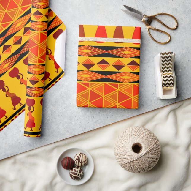 Fun African Tribal pattern party wrapping paper (Crafts)