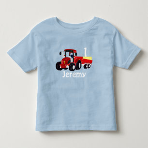 Fun Age and Name Red Tractor Birthday  Toddler T-s T-Shirt